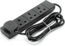 STATUS 4 Socket Extension Lead, 2M Black 13A Power Strip for Home or Office Use 
