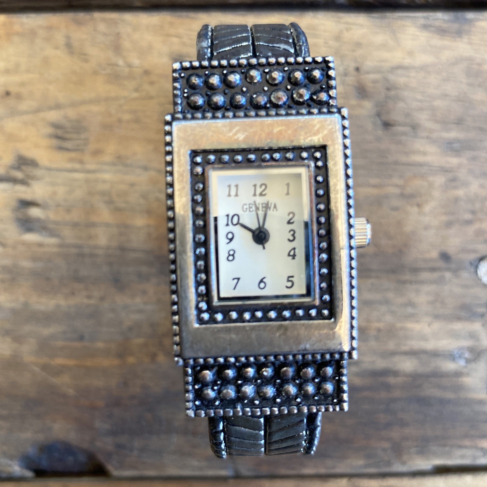 Geneva Rectangular Dial Stone Embellished Bangle … - image 1