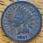 1881 Indian Head One Cent 1c Coin #AA621