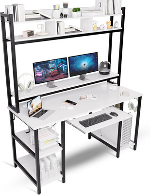 Desk with Hutch, 70 Inch High 53 Inch Width, Heavy Duty Computer Desk with Keybo