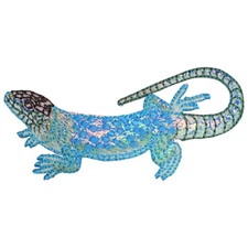 Shiny Blue Lizard Applique Patch - Reptile Biology Badge 3-3/8" (Iron on)