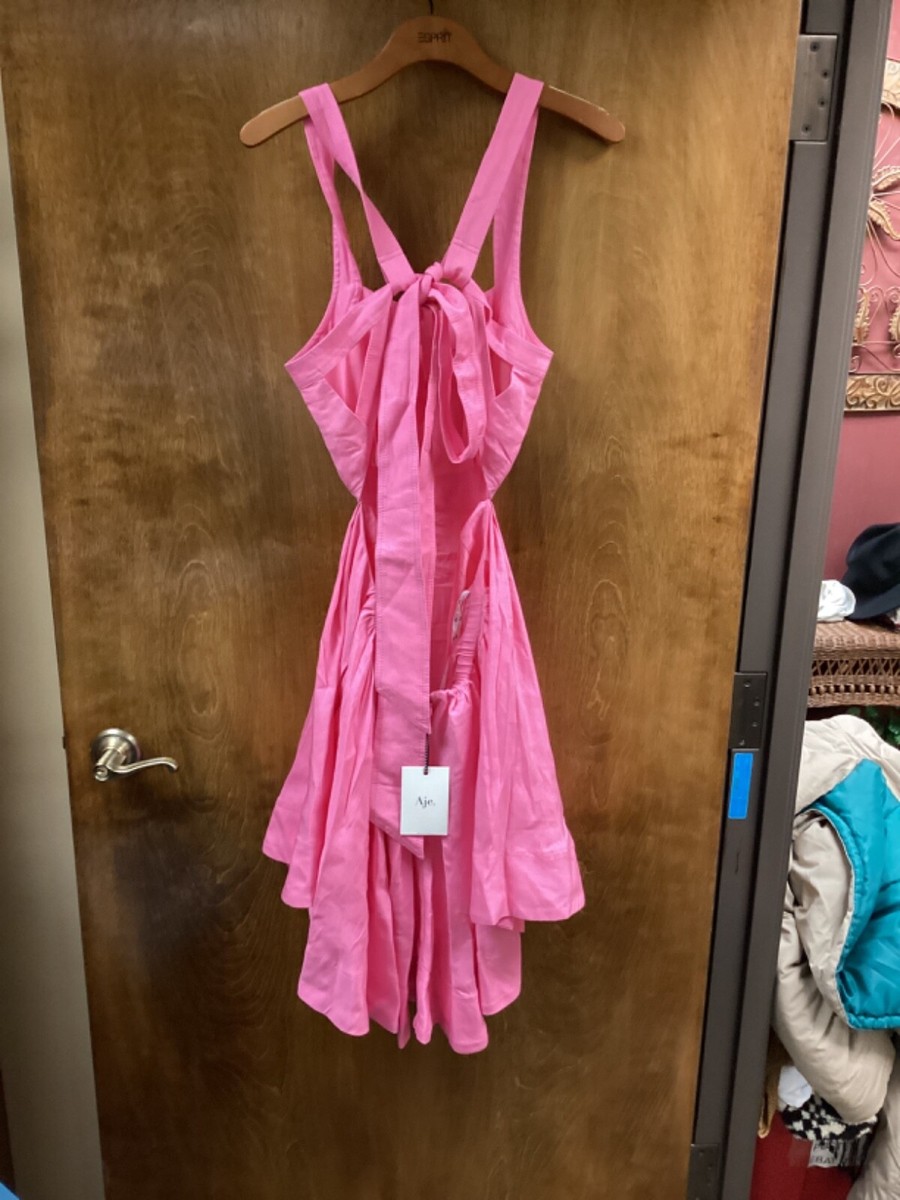 Aje Clara Tie Back Mini Dress In Colour Protea Pink Size 12