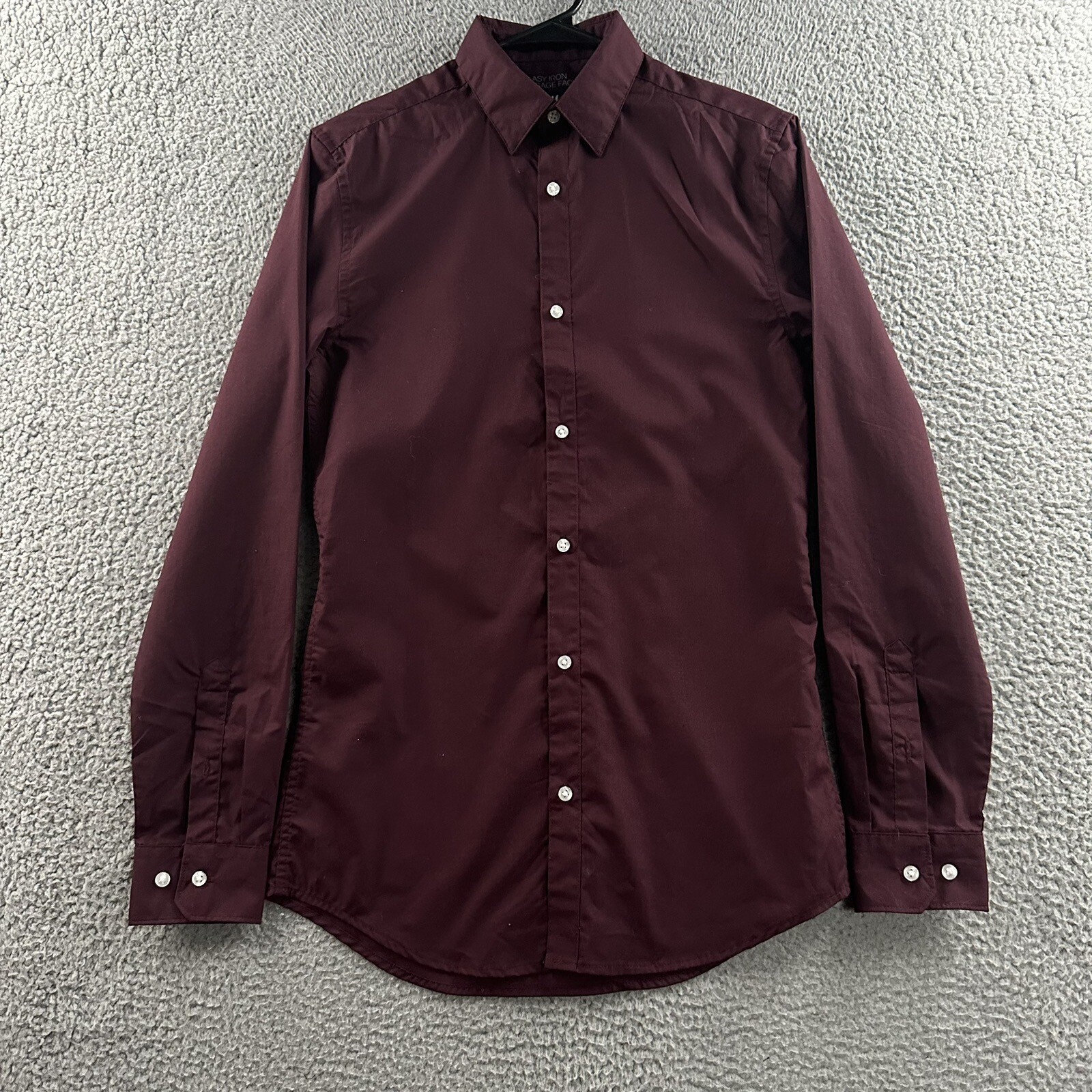 H&M Womens Top Burgundy XS Button Up Long Sleeve Slim Fit Polyester Blend