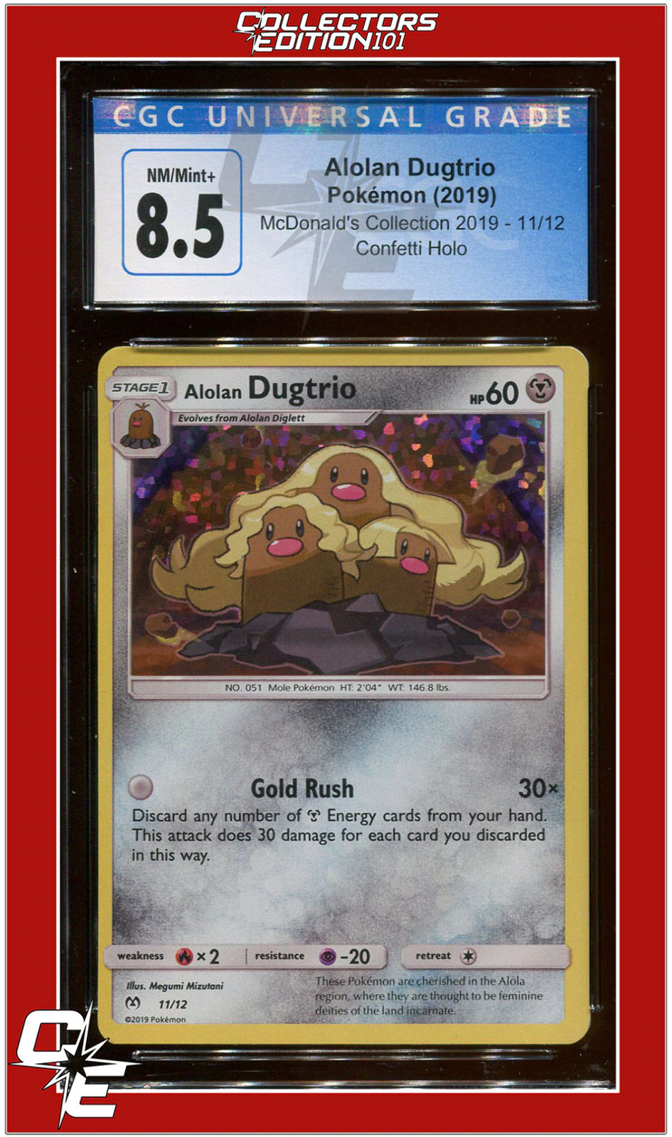 McDonald's Collection 2019 Alolan Dugtrio Confetti Holo 11 CGC 8.5