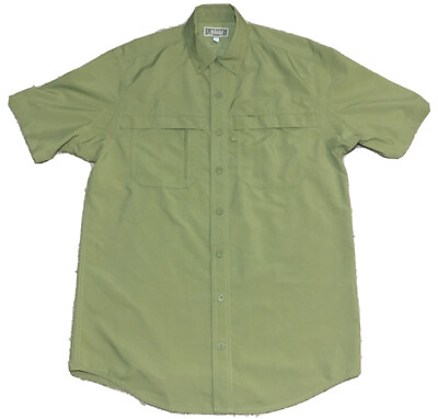 Duluth Trading Co. Cool Plus SS Shirt Vented Fishing Hiking Men's M Tall Olive