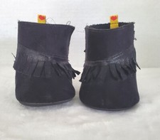 Build-A-Bear BAB Boots Shoes Black Suede Style Cowboy Boots