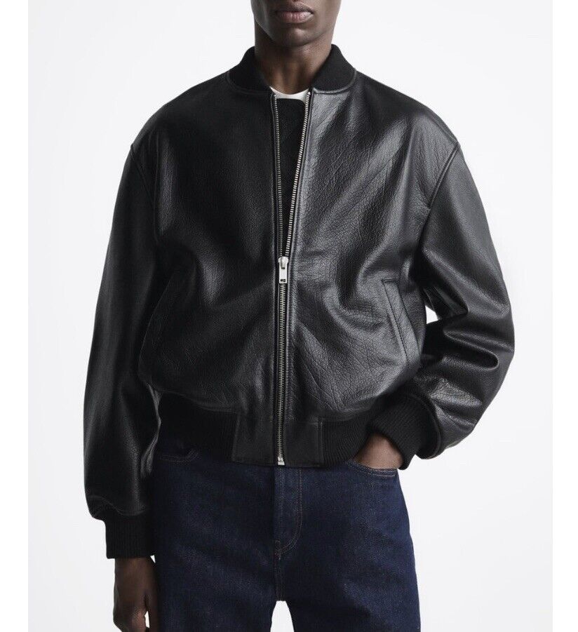 ZARA 100% Real Leather Men Aviator Jacket Biker Vest Coat ZARA 100% Real Leather Men Aviator Jacket Biker Vest Coat