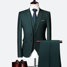 Luxury 3 Pieces Men's Wedding Suits Slim Solid Color Business Office Suit Sets
