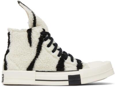 Size M8/W10 - Converse Rick Owens x DRKSHDW TURBODRK Chuck 70 High Zebra