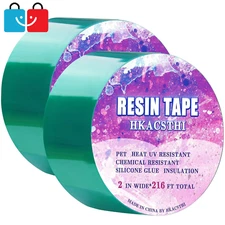2 Rolls 216ft High Temp Resin Tape for Epoxy Molding, Silicone Green, No Residue