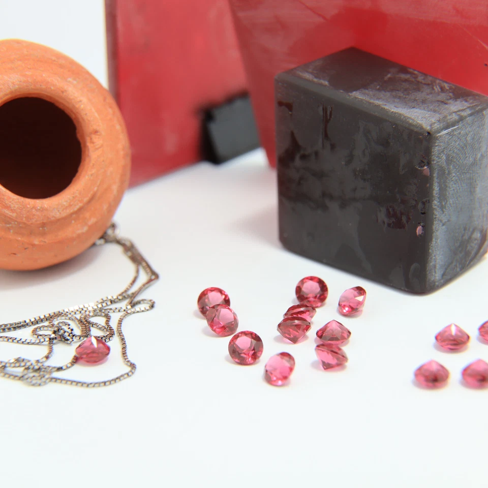 Rough Dark Ruby Nano Crystal Gem Heat Resistant Artificial Faceting Stone (RD) - Image 3 of 4