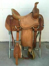 Western Brown Leather Hand Carved Roper Ranch Horse Saddle Tack Set 14" to 18"
