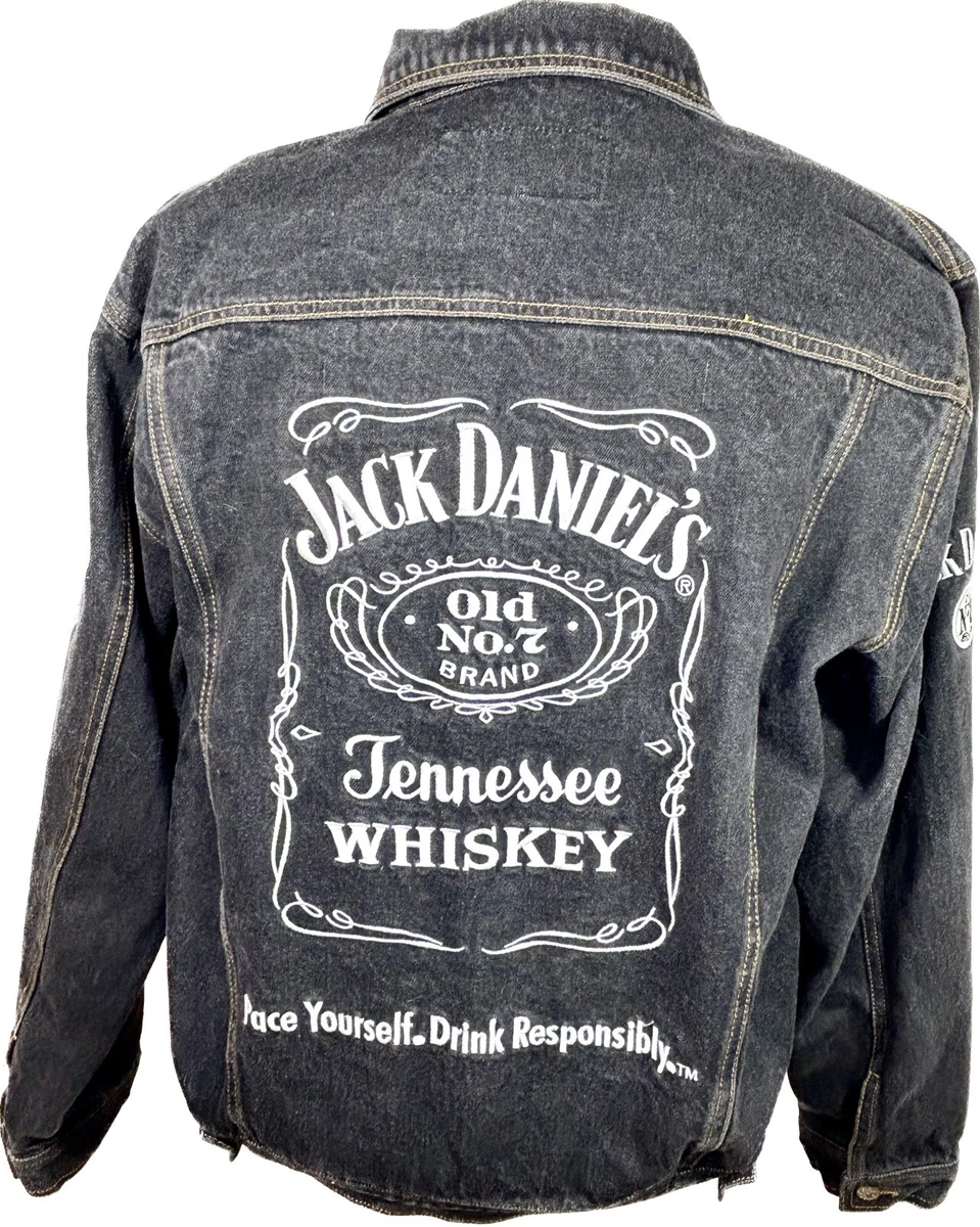 Jack Daniels Old No. 7 Racing Jean Jacket Mens L Black Denim Richard Childress