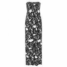 Ladies Women's Sheering Bandeau Boob tube Gather Strapless Summer Maxi Dress