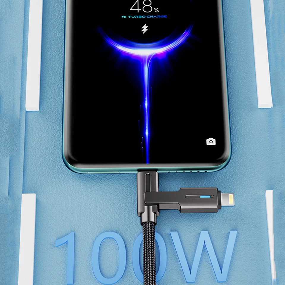 4in1 Multi USB C To iPhone Type C PD 60W Charging Cable Cord for iPhone Samsung - Image 3 of 4