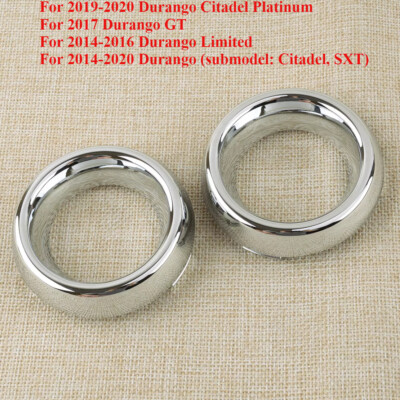 1Pair Chrome Front Bumper Fog Light Trim Cover For Dodge Durango 2014-2020 New
