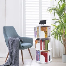 360° Rotating Bookshelf Bookcase Storage Shelf Display Rack 3-Tier Freestanding