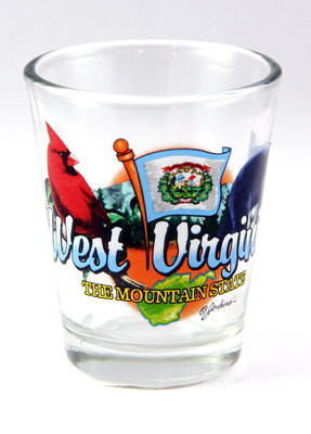 WEST VIRGINIA MOUNTAIN STATE ELEMENTS SHOT GLASS SHOTGLASS