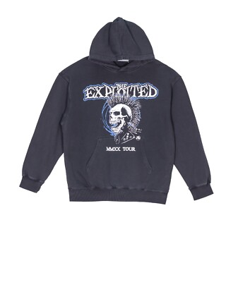 The Exploited MMXX Tour Vintage Faded Black French Terry Sweatshirt Hoodie