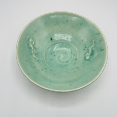 GREENBRIDGE HANDMADE STUDIO ART AQUA GECKO LIZARD POTTERY