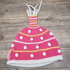Obermeyer Girls Knit Cap Beanie Hat Pink Pop Top L/XL