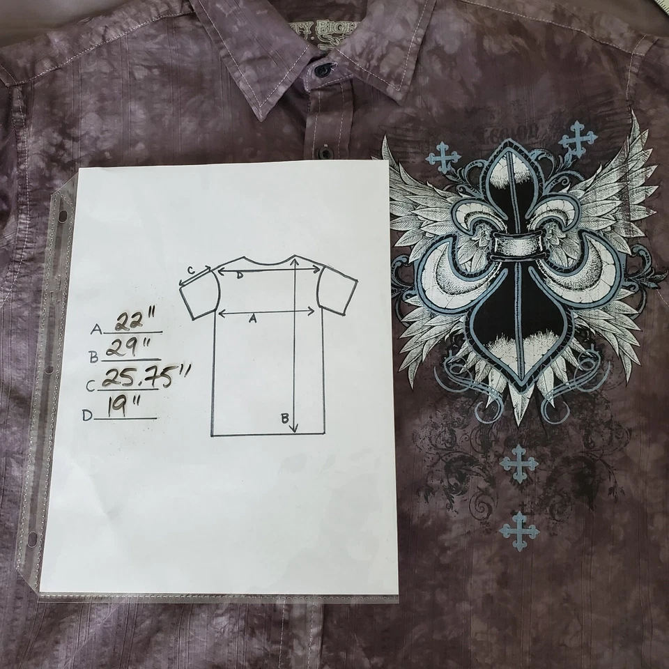 Eighty Eight Y2K Grunge Affliction Style Shirt L Gray Cross Wings Vintage 2000's - Image 4 of 4