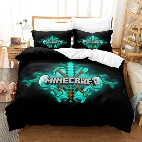 Minecraft Quilt Duvet Doon Cover Set Bedding Soft Kid Single Double Queen King - Picture 12 of 31