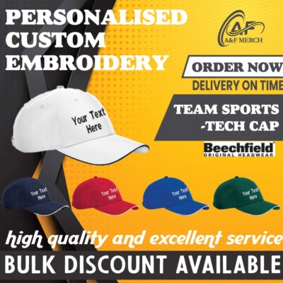 Personalised Beechfield Embroidered Team Sports Tech Cap Sports Events Gifts