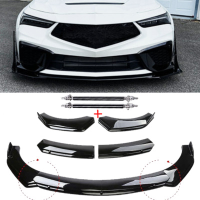 For Acura Integra Front Bumper Lip Strut Rod Spoiler Splitter Glossy Black