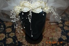 Vintage wedding veil w Pearls Sequins Headband Double Veil Shoulder Length