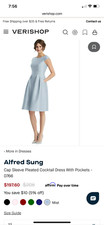 Alfred Sung Blue Mist Cap Sleeve Cocktail Dress Size 8 $208 D766