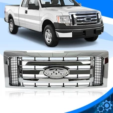 Chrome Grille Shell w/ Black Insert For 2009 2010 2011 2014 Ford F-150 F150 XLT