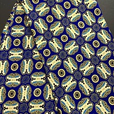 African fabric, Ankara fabric, Metallic gold glitter, Blue objects print fabric