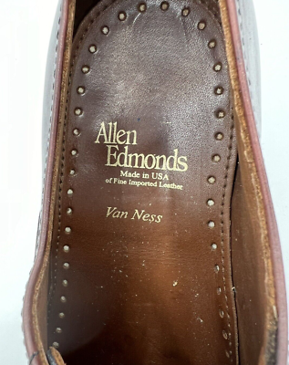 靴 ALLEN EDMONDS EXECTIVE VAN NESS 8E Allen Edmonds Van Ness Maroon Leather Cap Toe Oxfords, Men's Size