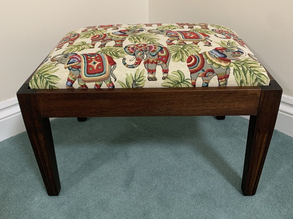 footstool / low stool elephant modern tapestry fabric red green