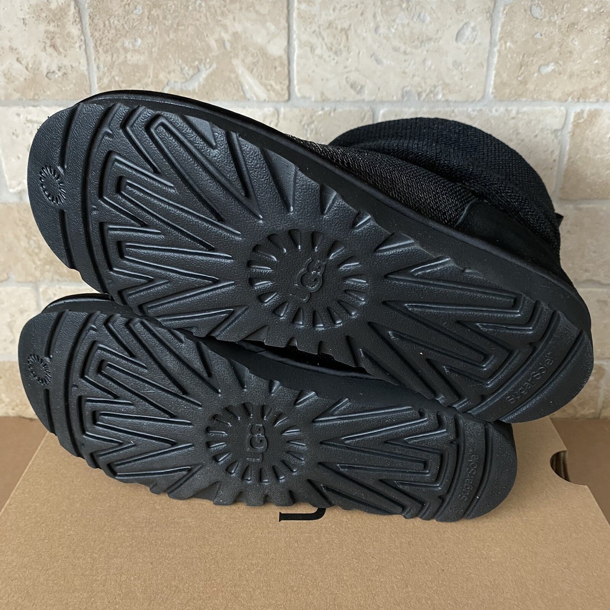 UGG CLASSIC MINI MIRROR BALL BLACK SEQUIN SUEDE SHEEPSKIN BOOTS