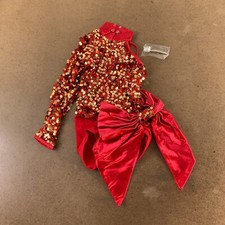 Weissman Girls Size Small SC Red Bright Lights Asymmetrical Biketard 9375 New