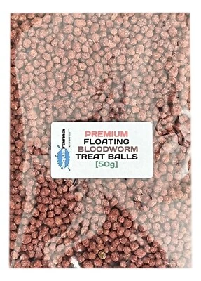 AQUARAMA® Bloodworm Floating Treat Balls Fish Food , for Goldfish ,Catfish etc [ 1 x 50g ]