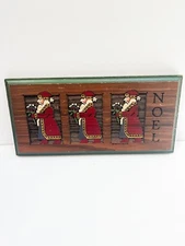 Primitive Old World Saint Nicholas Santa Claus Noel Engraved Wooden Sign Plaque