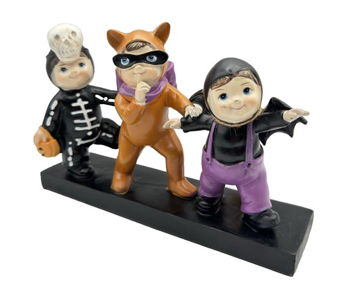 Candy Corn Lane Halloween Tricker Treaters Figurine Skeleton Cat Bat