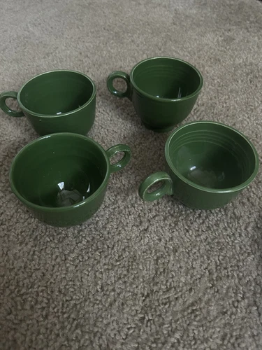 4 Homer Laughlin Fiesta Sage Green Mugs Set O Ring Handle HLC Fiestaware Cup Lot