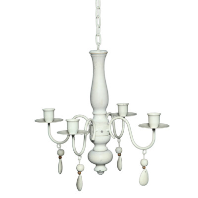 Ambiente Romance Holz Eisen 4er Kronleuchter 60cm Hängeleuchter Kerzenleuchter 