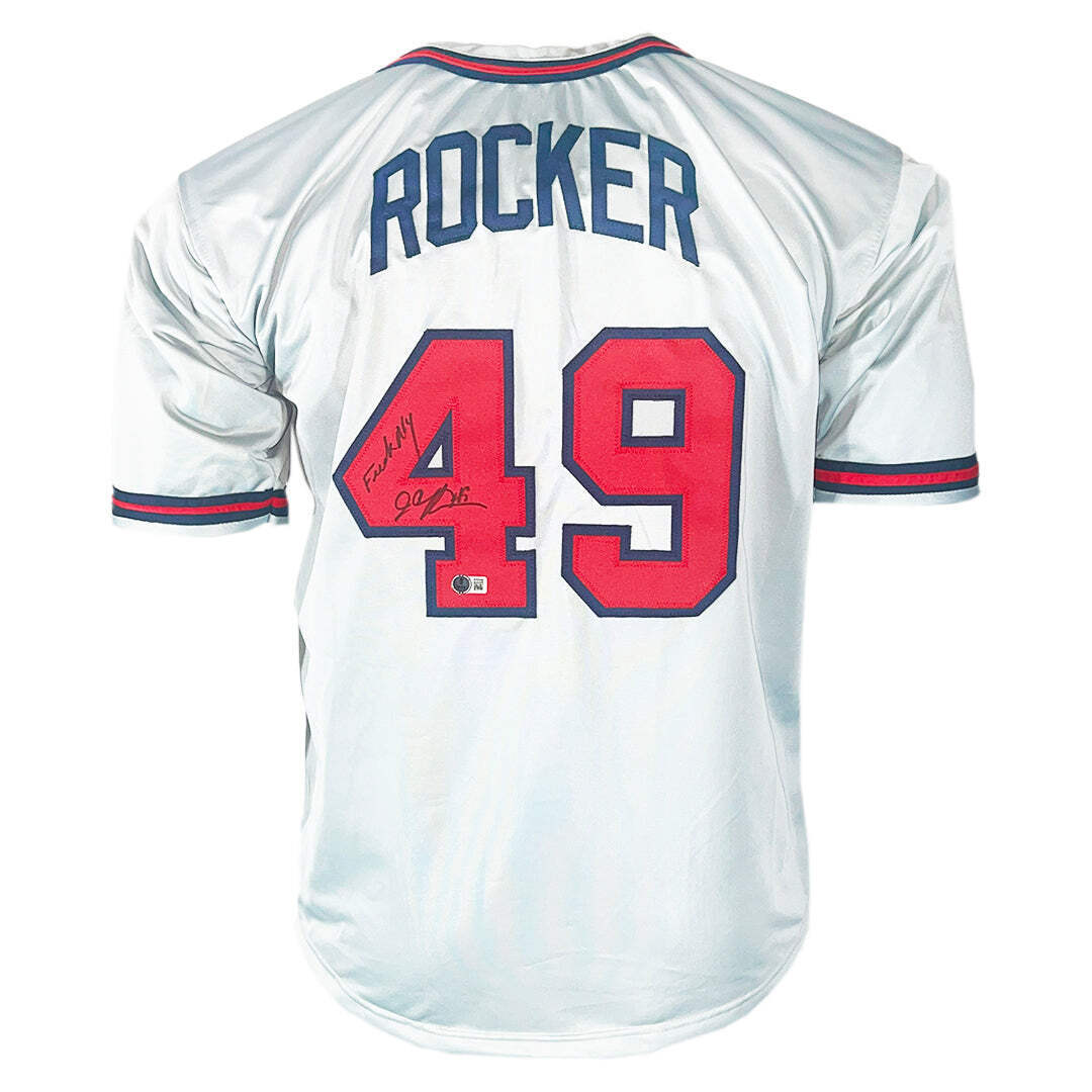 John Rocker Signed F*** NY Inscription Atlanta Grey Baseball Jersey (Beckett)