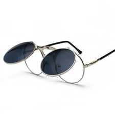 Steampunk Round Double Lens Sunglasses Women Men Fashion Accessory Metal Eyewear