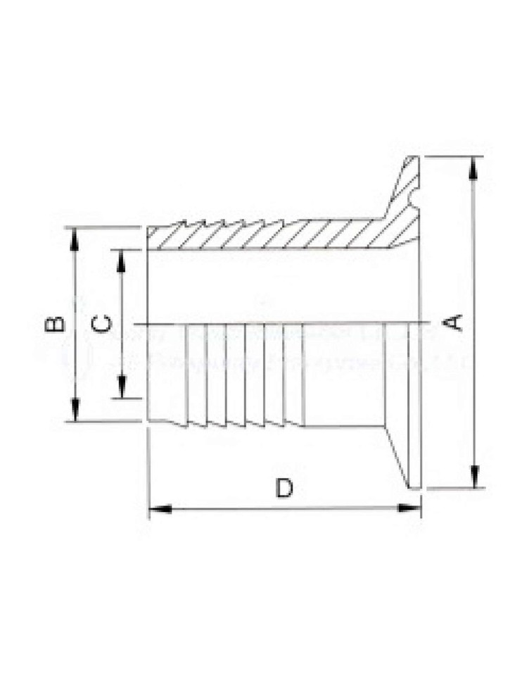 Morsetto In Acciaio Inox Tri Clamp Sanitario Per Tubo 25mm - TC-HB-100 TIB