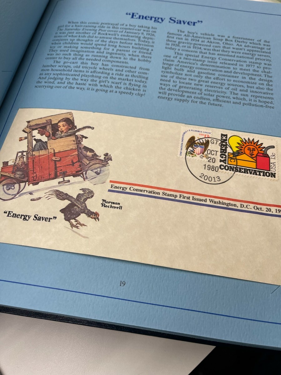 Norman Rockwell Classics and Historic American Stamp Album.Missing