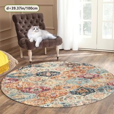  Zulida Round Area Mat Zulida Round Area Mat Traditional Floral Geometric Prin