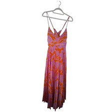 ASTR The Label Santorini Pleated Maxi Dress Orange Purple Floral XL NWT