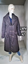 Zapa Taille 42  Superbe manteau long marron bronze polyester nylon cuir femme