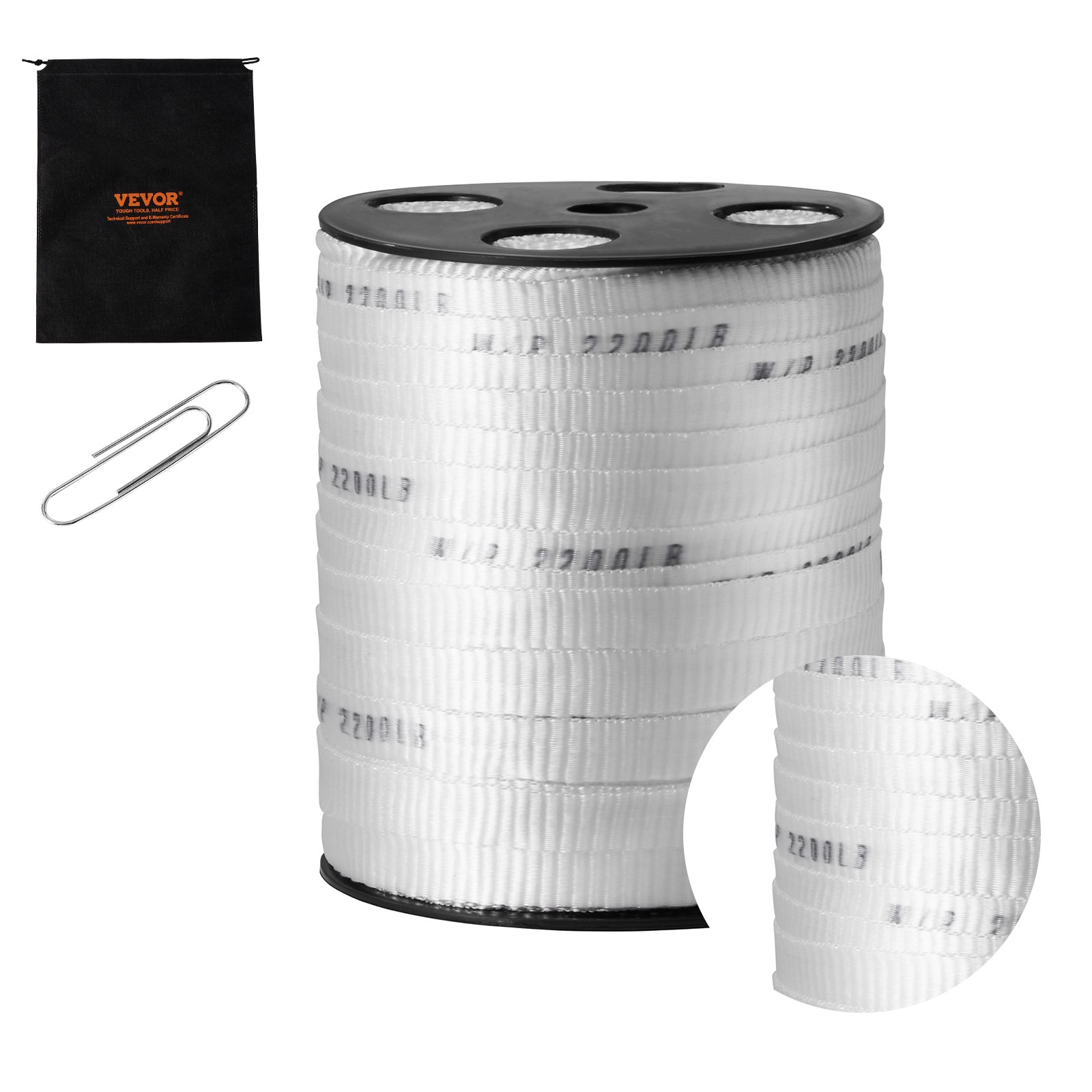 Feuillard polyester VEVOR de 96,9 m pour cerclage de palettes industrielles